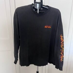 Vintage 2000 AC/DC Long Sleeve Shirt Flames Graphic Alstyle XL Distressed